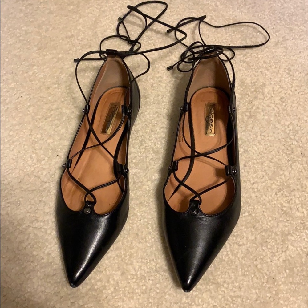 Halogen Owen lace up ghillie flats